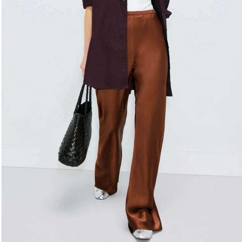 Silk Laundry Brown Bias Cut silk  Pants Small